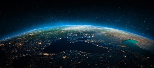 Black sea from space. Elements of this image furnished by NASA. 3d rendering